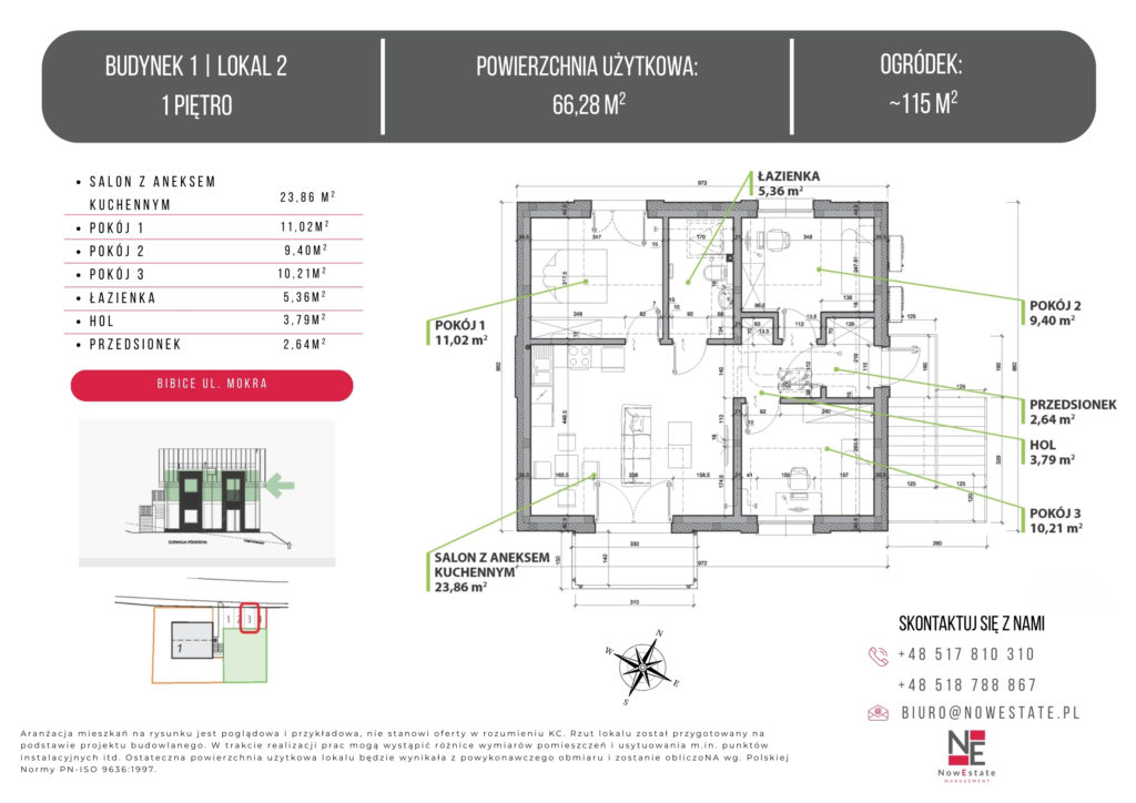 Bibice, mieszkanie na sprzedaż, 66 m2 