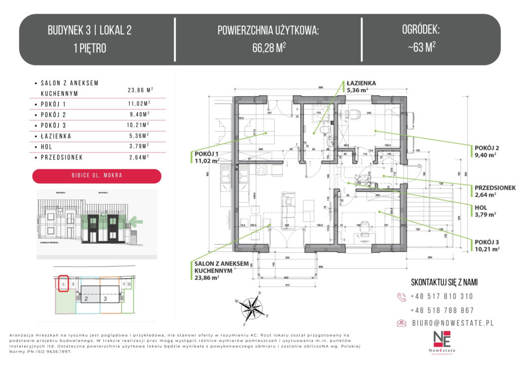 Bibice, mieszkanie na sprzedaż, 66 m2