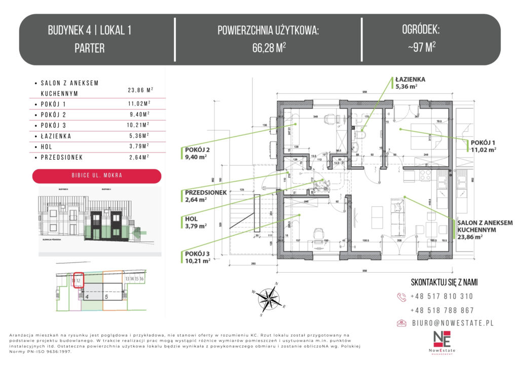 Bibice, mieszkanie na sprzedaż, 66 m2